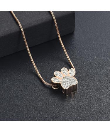 Paw Print Crystal Urn Necklace for Pet Ashes - Memorial Keepsake Jewelry for Pet Lovers - Buy Online on GoSupps.com