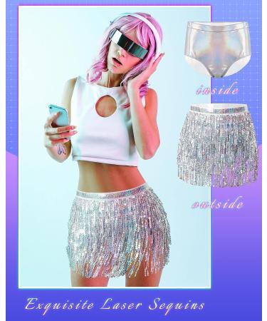 Women's Sequin Tassel Skirt with Metallic Rave Shorts - Medium | Trendy Women's Fashion - Buy Online on GoSupps.com