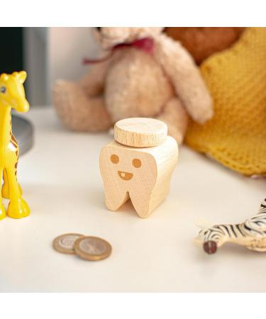 LAUBLUST Wooden Milk Tooth Box with Lid | Engraved Tooth Design & Smiley | Perfect Childhood Keepsake & Gift for Kids - Buy Online on GoSupps.com