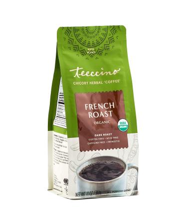 Teeccino Chicory Coffee Alternative  French Roast  Ground Herbal Coffee Thats Prebiotic Caffeine-Free  Acid Free Dark Roast 11 Ounce