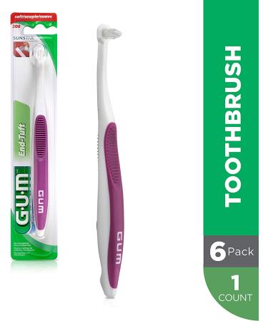 GUM End-Tuft Toothbrush for Hard-to-Reach Areas with Soft Bristles - Pack of 6 - Buy Online on GoSupps.com