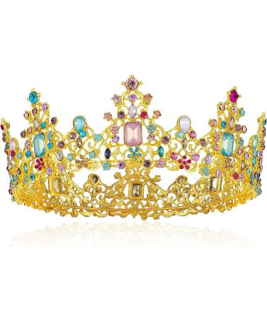 Gold Princess Crown | Rhinestone Birthday & Wedding Queen Tiara | Cosplay & Halloween Hair Accessory - Buy Online on GoSupps.com