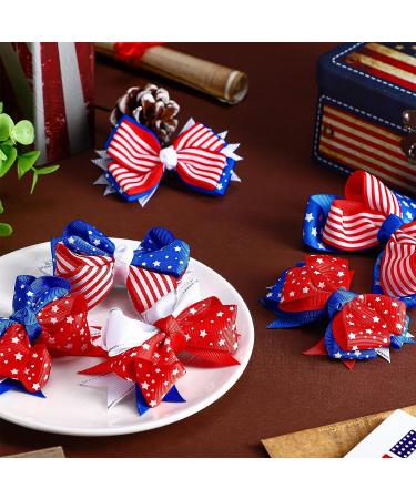 12 Pcs Patriotic Hair Bows Clips | American Flag Boutique Alligator Hair Accessories for Girls - Buy Online on GoSupps.com