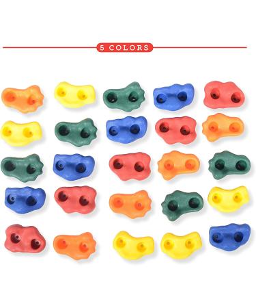 Milliard DIY Rock Climbing Holds Set with 8 Foot Knotted Rope - 25 Pc. Kit for Kids Indoor and Outdoor Play - Includes Mounting Screws, Handles, and Hooks - Buy Online on GoSupps.com