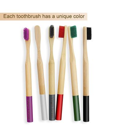6 Pcs Biodegradable Bamboo Toothbrushes - Natural Eco-Friendly BPA-Free Set for Sensitive Gums | Virgin Forest - Buy Online on GoSupps.com