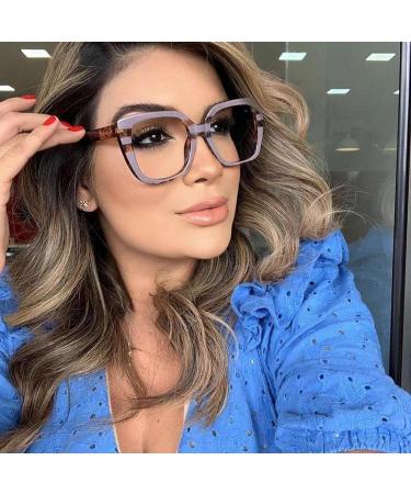 Tr90 Square Frame Blue Light Blocking Glasses - UV Protection for Men & Women | Stylish Computer & Reading Glasses - Red-Blue-Leopard Design - Buy Online on GoSupps.com
