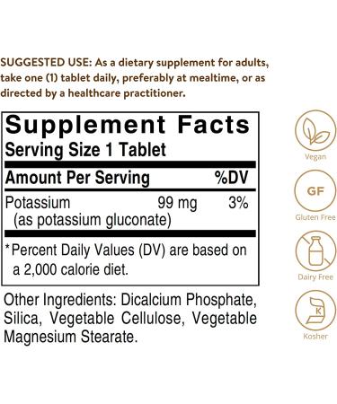 Solgar Potassium 250 Tablets - Supports Heart & Muscle Function | Buy Now - Buy Online on GoSupps.com