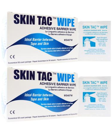 Skin Tac Adhesive Barrier Wipes - 50 ct Per Box - Pack of 2 Boxes