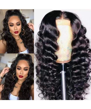 BINF Lace Front Wigs 13x4 Loose Human Hair Brazilian Virgin HD Frontal Deep Wave Wig for Women Afro Black Wig Glueless Pre Plucked Natural Color 26 Inch 26 Inch loose deep wave 13*4 lace front wig