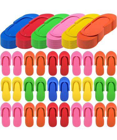 90 Pairs Pedicure Slippers Disposable Flip Flops Foam Multi Color Pedicure Sandals Bulk Spa Party Disposable Pedicure Kit Supplies for Guests Salon Nail Foot Women Men 6 Colors 4.53 x 10.43 Inches