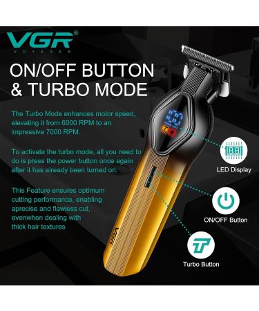 VGR Beard Trimmer Men Rechargeable Electric Cordless Hair Trimmer - 7000 RPM USB-C Ceramic Blades - 200 Min Battery - Mens Shaver Razor Face Grooming Kit - Male Beard Clippers Bald Head - Buy Online on GoSupps.com