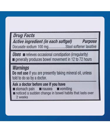Major Docusate Sodium 100 mg - Stool Softener Laxative Softgels for Occasional Constipation Relief - Stool Softeners for Women Men and Kids - Stimulant-Free - 100 Softgels (8 Pack) - Buy Online on GoSupps.com