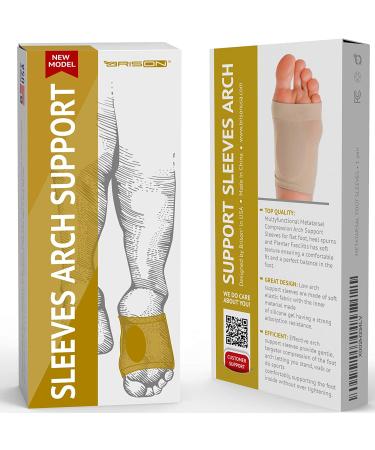 Arch Support Sleeves - Plantar Fasciitis Relief Brace - Foot Arch Supports for Flat Feet - 1 Pair Beige - Buy Online on GoSupps.com