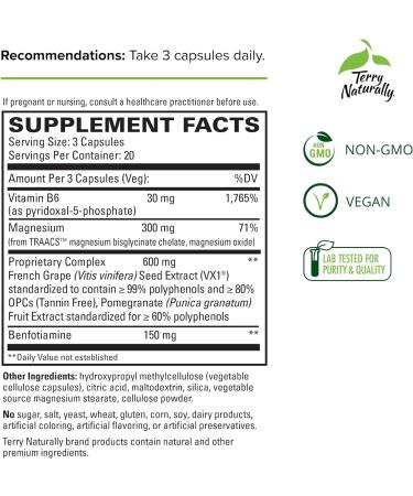 Terry Naturally Clinical OPC Heart - 600mg Grape Seed Complex - 2 Pack - Cardiovascular Support - Non-GMO & Gluten Free - 40 Servings - Buy Online on GoSupps.com