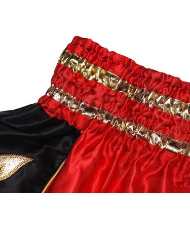 SiamKick Youth Muay Thai Shorts for Kids (Ages 4-10) Red Bodhi Medium - Boxing Kickboxing MMA Training Trunk for Boys and Girls - Buy Online on GoSupps.com