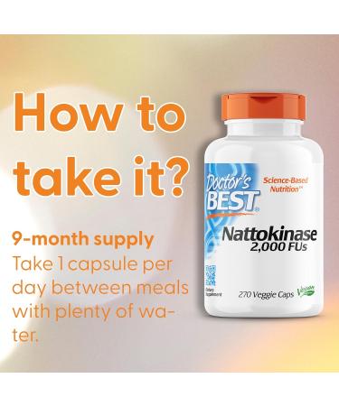 Doctor's Best Nattokinase 2 000 FU 270 Vegan Capsules Lab Tested Gluten Free Vegetarian - Buy Online on GoSupps.com