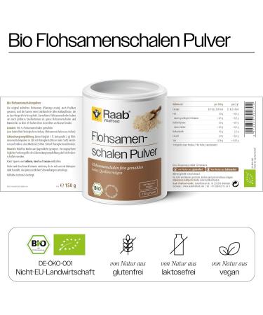 Raab Vitalfood Bio Psyllium Bowl Powder - 82% Fiber Vegan Gluten-Free Organic - 150g - Buy Online on GoSupps.com