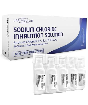JFA Medical Isotonic Sodium Chloride 0.9% NaCl Inhalation Saline Solution humidifying Airway Box of 20 X 2.5ml Unit-dose vials
