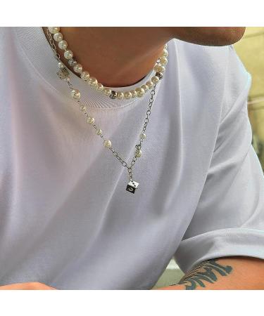 Oralgos Handmade Fashionable Necklace with Cube Pendant - Elegant Choker for Women Stylish Collarbone Chain with Pearls & Art Beads - Buy Online on GoSupps.com