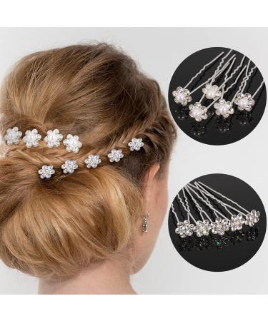 AUXSOUL Bridal Hair Pins - Crystal Pearl U-Shaped Diamond Clips for Wedding - 30Pcs (6 Styles) - Buy Online on GoSupps.com