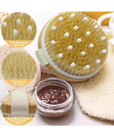 GiimiBash 12 Pack Bamboo Wet and Dry Body Brushes - Cellulite and Lymphatic wet and dry Brush - Soft and Stiff Bristles - Buy Online on GoSupps.com