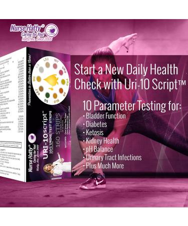 Nurse Hatty 10 Parameter Urine Test Strips - 160ct. Kit for Leukocytes, Nitrites, Protein, pH, Ketone, Bilirubin, Calcium & More | Test Tube Moisture Clip, Waterproof Chart Included - Buy Online on GoSupps.com