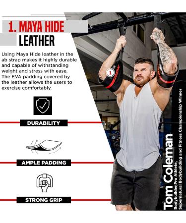 RDX Abdominal Muscle Loop - Maya Hide Leather Padded D-Ring for Fitness Training Pull-Ups & Arm Exercises - Unisex Black - Buy Online on GoSupps.com