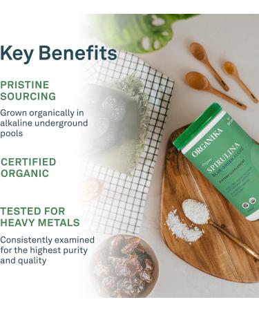 Organika Certified Organic Spirulina Powder- Superfood 3rd Party Tested Pristine Sourcing & Enhanced Collagen Peptides Protein Powder For Healthy Hair Skin Nails Joints 500 g (Pack of 1) Powder+ Collagen Peptides - Buy Online on GoSupps.com