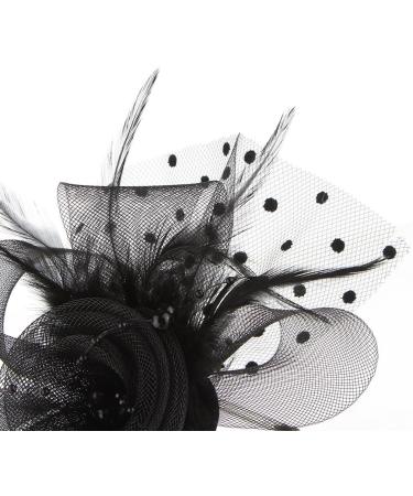 OUHO Ladies Fascinator Hat with Flowers Mesh & Feathers - Elegant Headpiece for Party Church Wedding & Cocktails - Black Hair Accessory - Buy Online on GoSupps.com