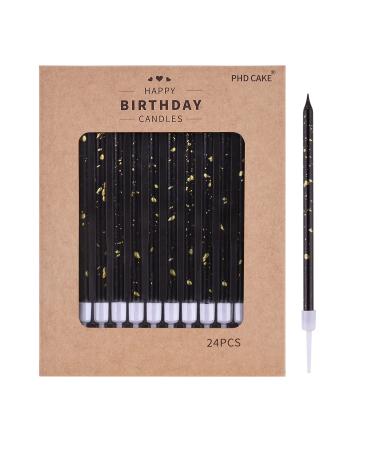 PHD CAKE 24-Count Black Gold Long Thin Birthday Candles, Cake Candles, Birthday Parties, Wedding Decorations, Party Candles - Buy Online on GoSupps.com