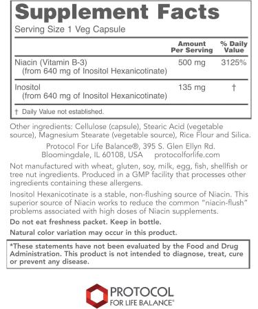 Protocol Niacin 500mg Flush Free - Energy Boosting Vitamin B3 Supplement - 90 Veg Caps - Buy Online on GoSupps.com
