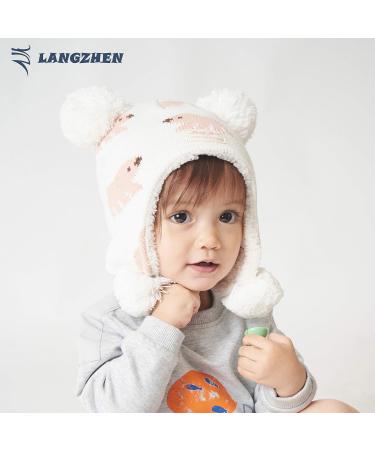 Winter Hat Earflap Knit Warm Cap with Fleece Lining for Toddlers 1-2 Years - Polar Bear-white - Buy Online on GoSupps.com