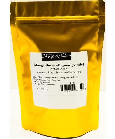 Mango Butter Organic (Virgin) 8oz / 226g Premium Quality Organic - Pure - Raw - Unrefined - Ivory (8 oz / 226g)
