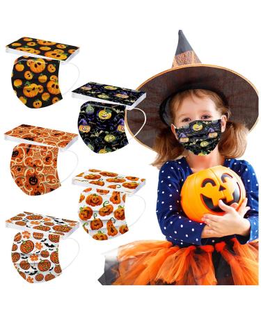 50PC Halloween Disposable Face_Masks for Adults Kids 3-Ply Colorful Breathable Face_Mask with Nose Wire Protective Facemask (50PC disposable for Kids I)