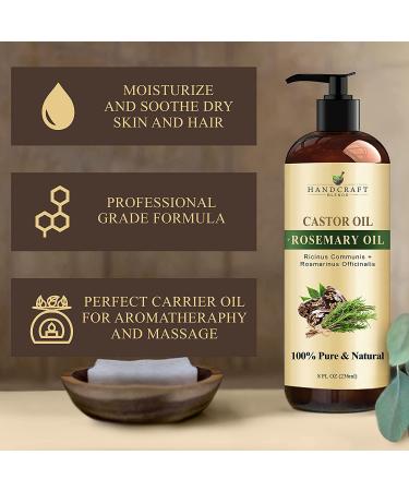 Handcraft Castor Oil with Rosemary for Hair Growth - 100% Pure Carrier Oil for Eyelashes, Eyebrows, and Body - Moisturizing Aromatherapy Massage Oil - 8 fl. Oz - Buy Online on GoSupps.com
