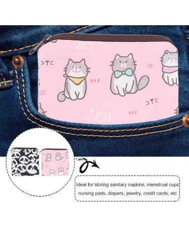 Milisten 2pcs Menstrual Pad & Tampon Storage Bags with Zipper - Kitten Pattern Makeup & Coin Purse for Women and Girls - Buy Online on GoSupps.com