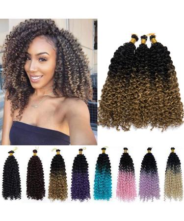 35.5cm water corrugated crochet hair braiding hair extensions 3 pieces of art hair braids ombre water Wave curly weaving hair braids hair extensions black to light Auburn 3 pieces black to light Auburn