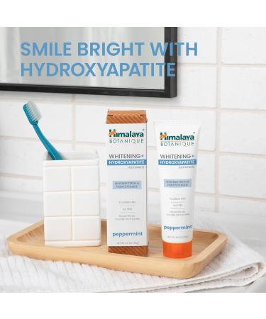 Himalaya Botanique Peppermint Whitening Toothpaste - Fluoride Free Vegan Hydroxyapatite Support for Whiter Teeth & Fresher Breath - 4 oz - Buy Online on GoSupps.com