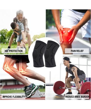 2 Pack Copper Knee Brace Compression Sleeve for Knee Pain Relief - Black, Large - Buy Online on GoSupps.com