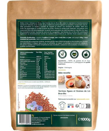 Organic Brown Flax Seeds 1kg | Whole Gluten Free Sources of Omega 3 | Premium Quality - Buy Online on GoSupps.com