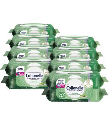 Cottonelle GentlePlus Flushable Wet Wipes with Aloe & Vitamin E, Adult Wet Wipes, 16 Flip-Top Packs (8 Packs of 2), 672 Total Wipes
