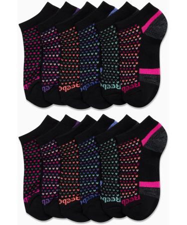 Reebok Girl's Cushioned Comfort No-Show Ankle Socks (12 Pack) - Black Multi, Size Large - Buy Online on GoSupps.com