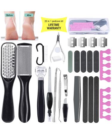 AdamStar 23 in 1 Professional Pedicure Kit for Men Women, Foot Care Pedicure Tools Set, Foot File Callus Remover, Toenail Clipper Foot Scrubber, Foot Rasp Dead Skin Foot Spa Kit at Home, Salon