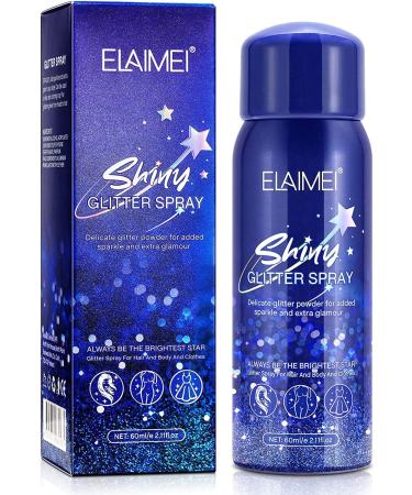 60ML Shiny Glitter Spray, Body and Hair Glitter Spray, Body Shiny Glitter Spray for Skin, Face, Hair and Clothing, Quick-Drying Waterproof Glitter Hairspray Highlighter Face Makeup Spray