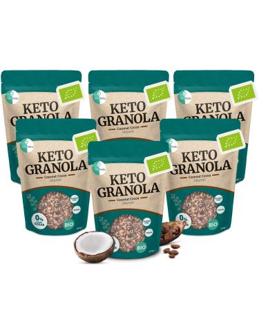 Go-Keto BIO Keto Granola Coconut Cocoa 6x 290g - Muesli Keto for Breakfast Keto, with Coconut Chips, Nuts, Sunflower Seeds &