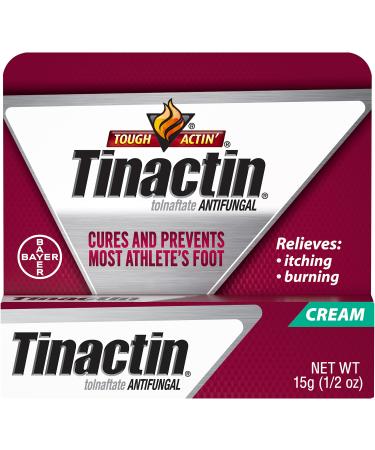 Tinactin Athlete's Foot Cream  Tolnaftate 1%  Antifungal  AF Treatment  Proven Clinically Effective on Most Athlete s Foot and Ringworm  Cream  0.5 Ounce  15 Grams  Tube