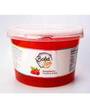 Boba Lish Popping Boba Pearls for Bubble Tea - 2.1kg | Raspberry | Bursting Pearls Bubble | Real Fruit Juice For Dessert Smoothie | 100% Vegan & Glutenfree No Artificial Colours