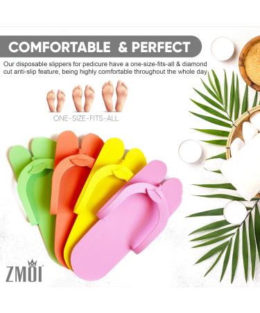 Disposable Pedicure Slippers - 24 Pairs Anti-Slip EVA Foam Flip Flops | Comfortable Spa & Nail Salon Wear in Fun Colors - Buy Online on GoSupps.com