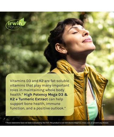 Irwin Naturals High Potency D3 & K2 Complex - 60 Liquid Soft-Gels | Supports Immunity & Bone Health - Buy Online on GoSupps.com