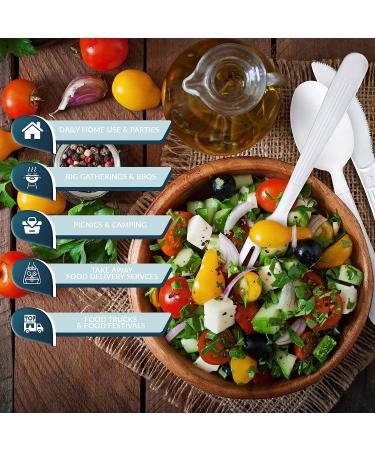 PAMI Heavy-Weight Disposable Plastic Cutlery Set - 48-Piece King-Size White Silverware Combo for Parties & Weddings - Buy Online on GoSupps.com